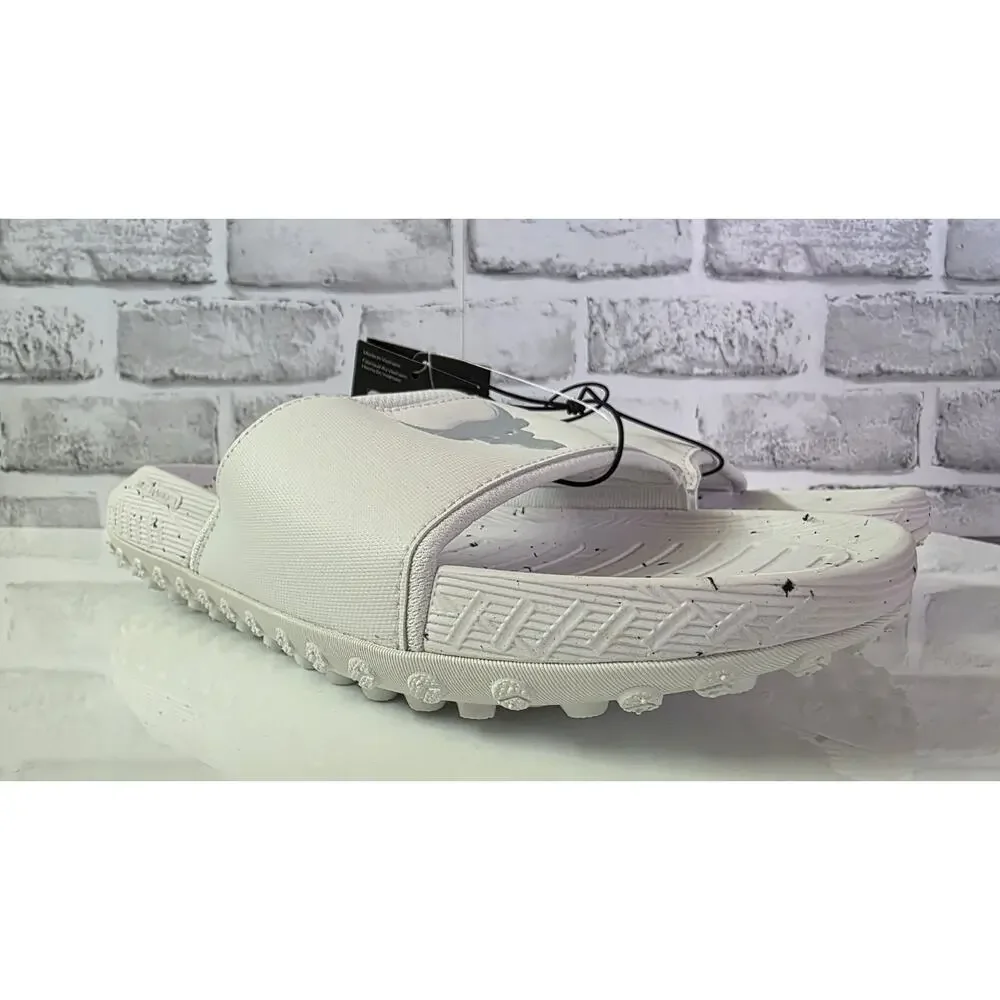 Under Armour x Project Rock 3.0 Slide Sandal White Mens Size 13 3026034 100 New
